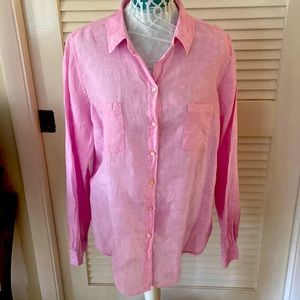 Lilly Pulitzer Pink Linen Blouse XL